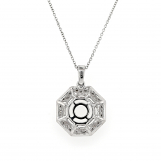 Round 8mm Pendant Semi Mount in 14K White Gold with Accent Diamonds (PD1817) Part of Matching Set