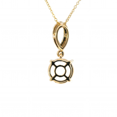 Round 8mm Pendant Semi Mount in 14K Yellow Gold With White Diamonds(Chain Not Included)