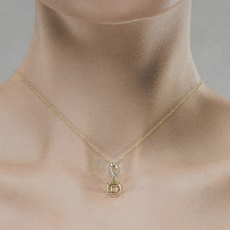 Round 8mm Pendant Semi Mount in 14K Yellow Gold With White Diamonds(Chain Not Included)