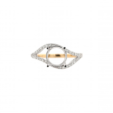 Round 8mm Ring Semi Mount in 14K Dual Tone (White/Yellow) Gold with Accent Diamonds (RG3933)