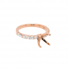 Round 8mm Ring Semi Mount in 14K Rose Gold with White Diamonds (RG3427)