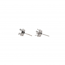 Round Shape 5.9mm Earring Semi Mount in 14K White Gold with Accent Diamonds (ER1237)
