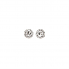 Round Shape 5.9mm Earring Semi Mount in 14K White Gold with Accent Diamonds (ER1237)