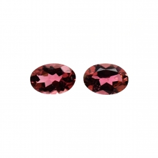 Rubellite Tourmaline Oval 6x4mm Matching Pair Approximately 1 Carat