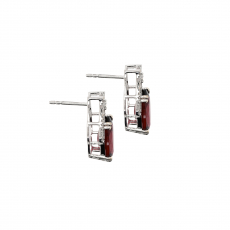 Rubellite Tourmaline Oval 7.86 Carat Earrings with Accent Diamonds in 14K White Gold