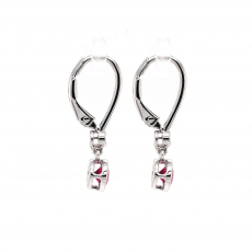 Rubellite Tourmaline Round 0.68 Carat Huggies Earring With Diamond Accents In 14k White Gold (ER3434)