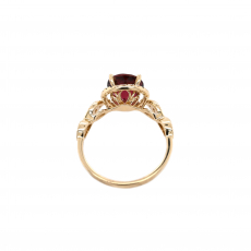 Rubellite Tourmaline Round 1.85 Carat Ring with Accent Diamonds in 14K Yellow Gold