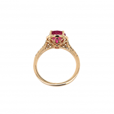 Rubellite Tourmaline Round 1.90 Carat Ring with Accent Diamonds in 14K Yellow Gold