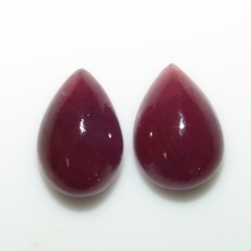 Ruby Cab Pear Shape 13.4x9mm Approximately 15.29 Carat Matching Pair