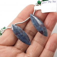 Ruby in Kyanite Drops Marquise Shape 33x11mm Drilled Beads Matching Pair