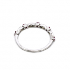 Ruby Round 0.19 Carat Ring Band with Accent Diamonds in 14K White Gold
