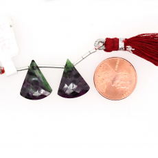 Ruby Zoisite Drop Conical Shape 17x14mm Drilled Bead Matching Pair