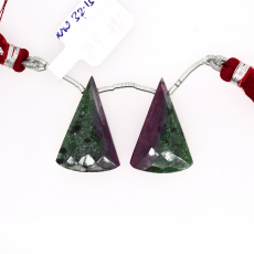 Ruby Zoisite Drop Conical Shape 26x17mm Drilled Bead Matching Pair