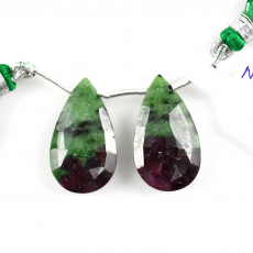 Ruby Zoisite Drops Almond Shape 24x14mm Drilled Beads Matching Pair