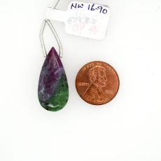 Ruby Zoisite Drops Almond Shape 28x13mm Drilled Bead Single Piece
