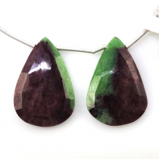 Ruby Zoisite Drops Almond Shape 29X20mm DRILLED BEADS MATCHING PAIR