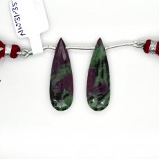 Ruby Zoisite Drops Almond Shape 32x11mm Drilled Bead Matching Pair
