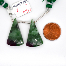 Ruby Zoisite Drops Conical Shape 29x18mm Drilled Bead Matching Pair