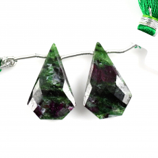 Ruby Zoisite Drops Fancy Shape 26x17mm Drilled Beads Matching Pair
