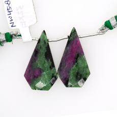 Ruby Zoisite Drops Fancy Shape 32x17mm Drilled Bead Matching Pair