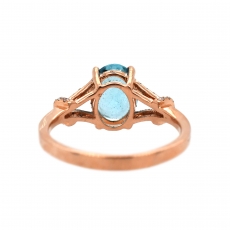 Sky Apatite Oval 1.99 Carat Ring With Diamond Accent in 14K Rose Gold