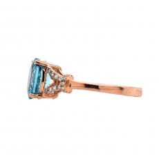 Sky Apatite Oval 1.99 Carat Ring With Diamond Accent in 14K Rose Gold