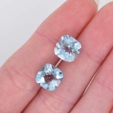 Sky Blue Topaz Cushion 9mm Matching Pair Approximately 7.85 Carat