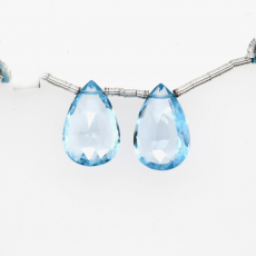 Sky Blue Topaz Drops Almond Shape 16x11mm Drilled Beads Matching Pair