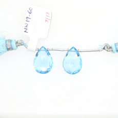 Sky Blue Topaz Drops Almond Shape 16x12mm Drilled Beads Matching Pair