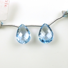 Sky Blue Topaz Drops Almond Shape 17x12MM Drilled Beads Matching Pair