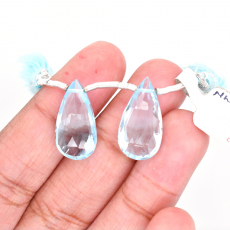 Sky Blue Topaz Drops Almond Shape 19x10mm Drilled Beads Matching Pair