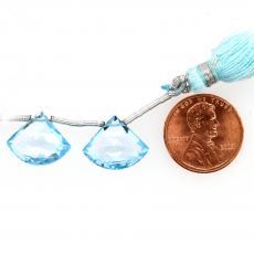 Sky Blue Topaz Drops Fan Shape 13x16mm Drilled Beads Matching Pair