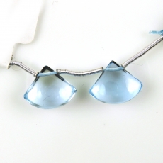 Sky Blue Topaz Drops Fan Shape 14x12MM Drilled Beads Matching Pair