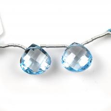 Sky Blue Topaz Drops Heart Shape 14x14mm Drilled Beads Matching Pair