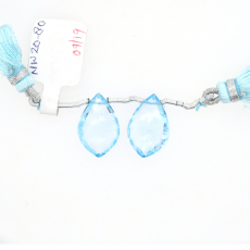 Sky Blue Topaz Drops Leaf Shape 18x12mm Drilled Beads Matching Pair