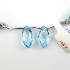 Sky Blue Topaz Drops Marquise Shape 18x9MM DRILLED BEADS MATCHING PAIR