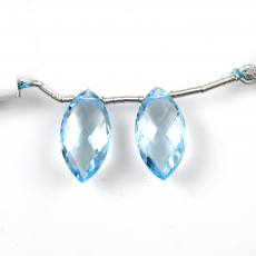 Sky Blue Topaz Drops Marquise Shape 19x10mm Drilled Beads Matching Pair