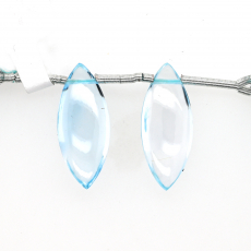 Sky Blue Topaz Drops Marquise Shape 22X9mm Drilled Beads Matching Pair