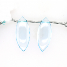 Sky Blue Topaz Drops Marquise Shape 27X9mm Drilled Beads Matching Pair