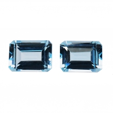 Sky Blue Topaz Emerald Cut 7x5mm Matching Pair Approximately 2.60 Carat