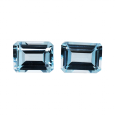 Sky Blue Topaz Emerald Cut 8x6mm Matching Pair Approximately 4.10 Carat