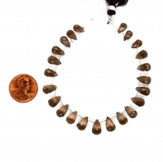 Smokey Quartz Drops 8x5mm to 10x6mm Drilled Beads 23 Piece Line