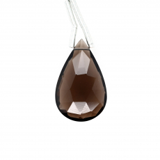 Smoky Quartz Drop Almond Shape 22x13mm Drilled Bead Single Pendant Piece
