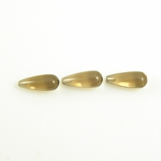 Smoky Quartz Teardrop Shape 12x5mm Half Drilled Beads Approximately 6 Carat