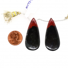 Sonora Jasper  Drops Almond Shape 42x19mm Drilled Beads Matching Pair
