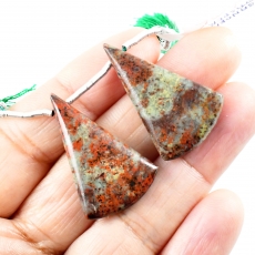 Sonora Jasper Drops Conical Shape 31x20mm Drilled Beads Matching Pair