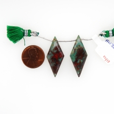 Sonora Jasper Drops Kite Shape 33x15mm Drilled Beads Matching Pair