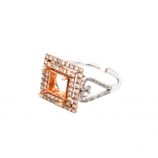 Square 6.9mm Ring Semi Mount in 14K Dual Tone (White/Rose) Gold with Accent Diamonds