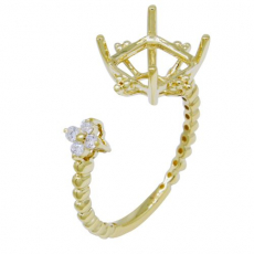 Square 8mm Ring Semi Mount in 14K Yellow Gold with Accent Diamonds (RG4032)