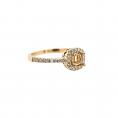 Square Cushion 4mm Ring Semi Mount in 14K Yellow Gold with White Diamonds (RG0406)